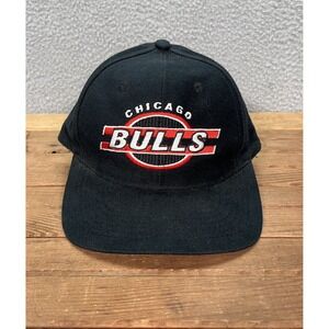 Vintage Chicago Bulls Hat Adult Black Strap Back Cap Sports Specialties 90s Y2K